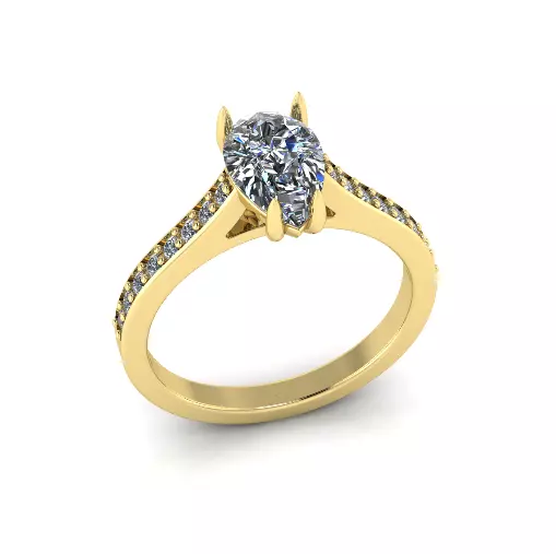 Solitaire pear engagement rings Model 7775 3D print model_0