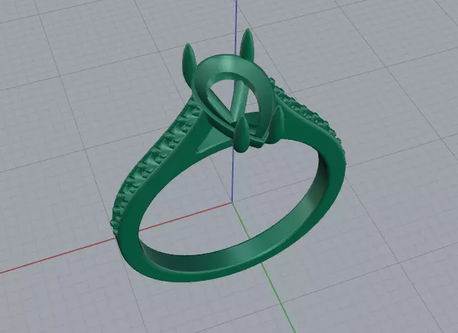 Solitaire pear engagement rings Model 7775 3D print model_2
