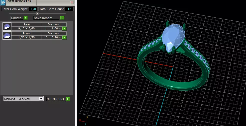 Solitaire pear engagement rings Model 7775 3D print model_7