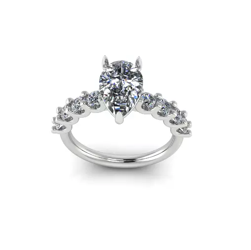 Solitaire pear engagement rings Model 7771 3D print model_0