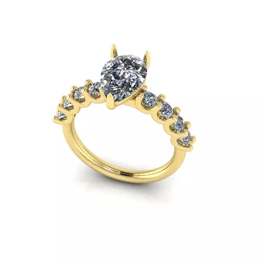 Solitaire pear engagement rings Model 7771 3D print model_1