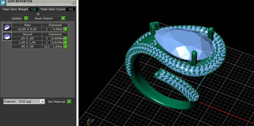 Solitaire pear engagement rings Model 7769 3D print model_7