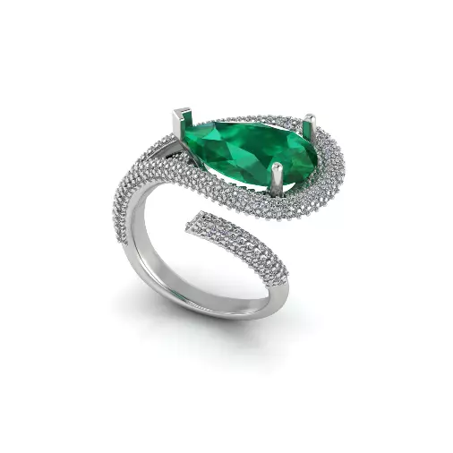 Solitaire pear engagement rings Model 7769 3D print model_1