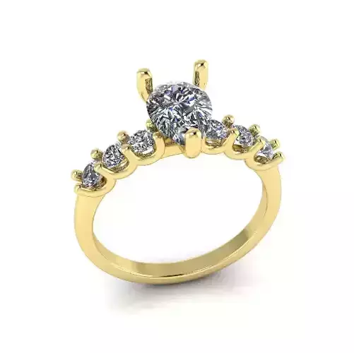 Solitaire pear engagement rings Model 7796