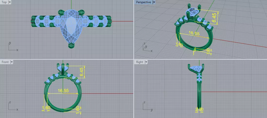 Solitaire pear engagement rings Model 7796 3D print model_5