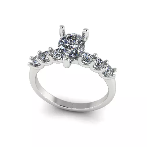 Solitaire pear engagement rings Model 7796 3D print model_1