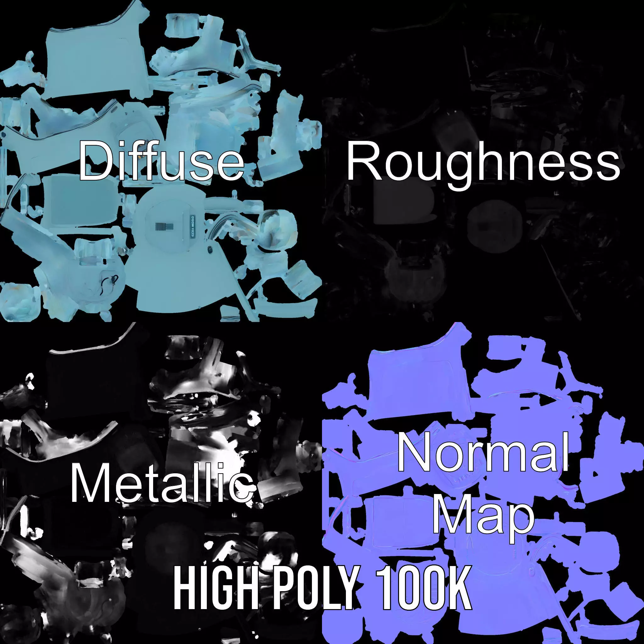 Futuristic Medical Capsule Model Pack with LED Lights Low-poly 3D model_3