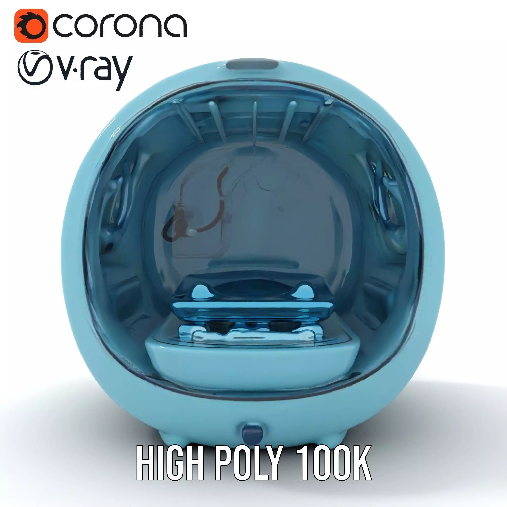 Futuristic Medical Capsule Model Pack with LED Lights Low-poly 3D model_11