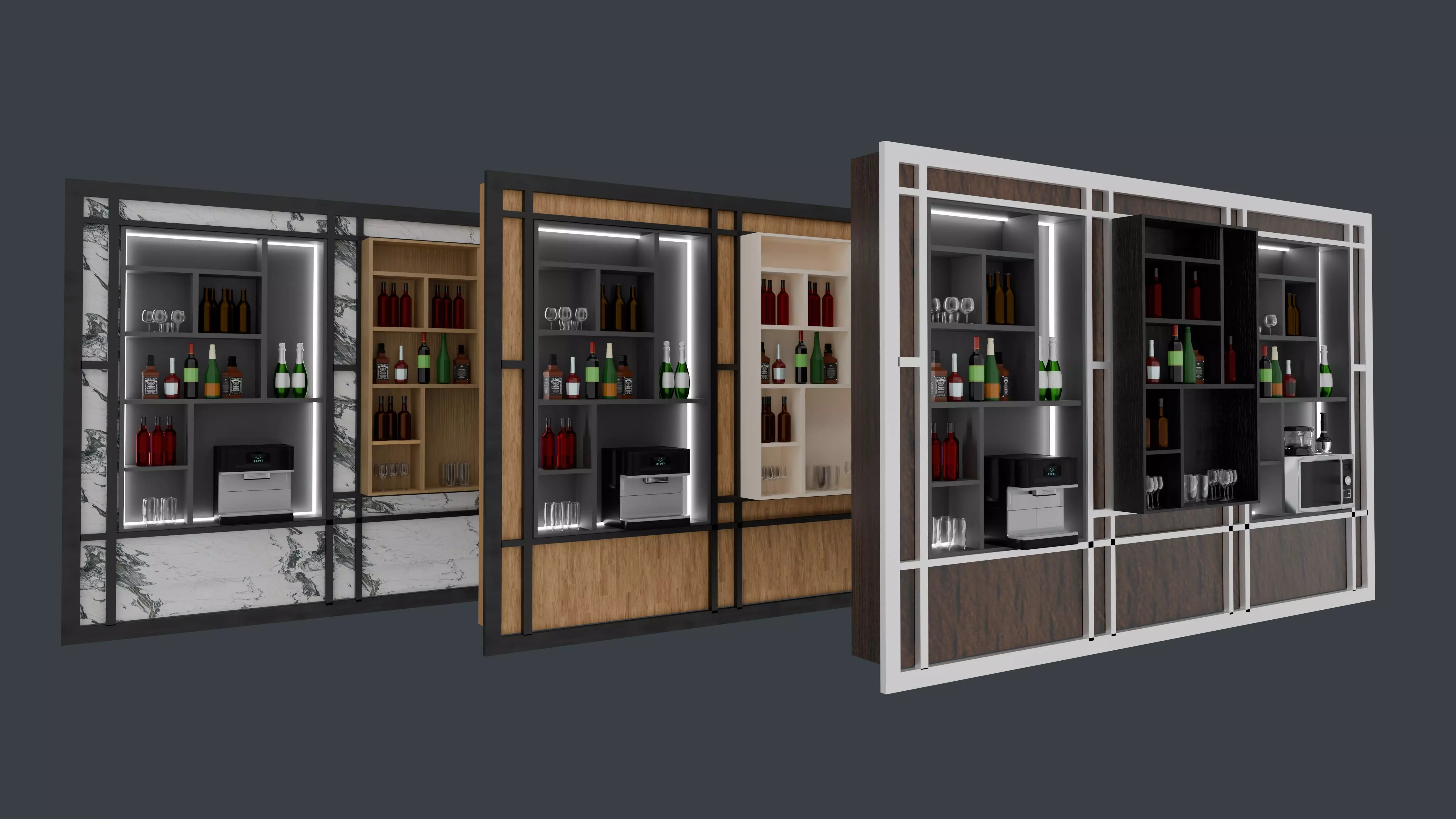 Restaurant bar vitrin furniture and lighting lamp 3D model