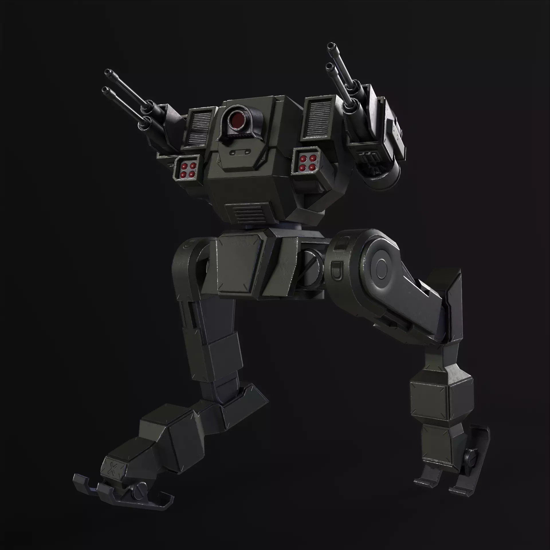 Military Mech PBR Low-poly 3D model_2