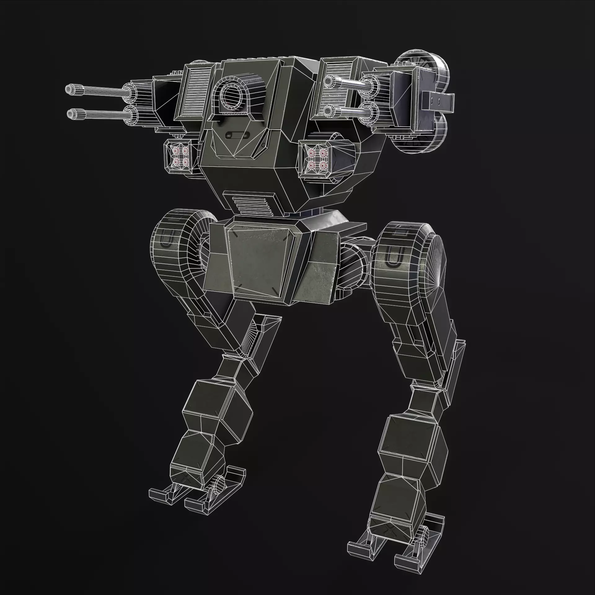 Military Mech PBR Low-poly 3D model_33
