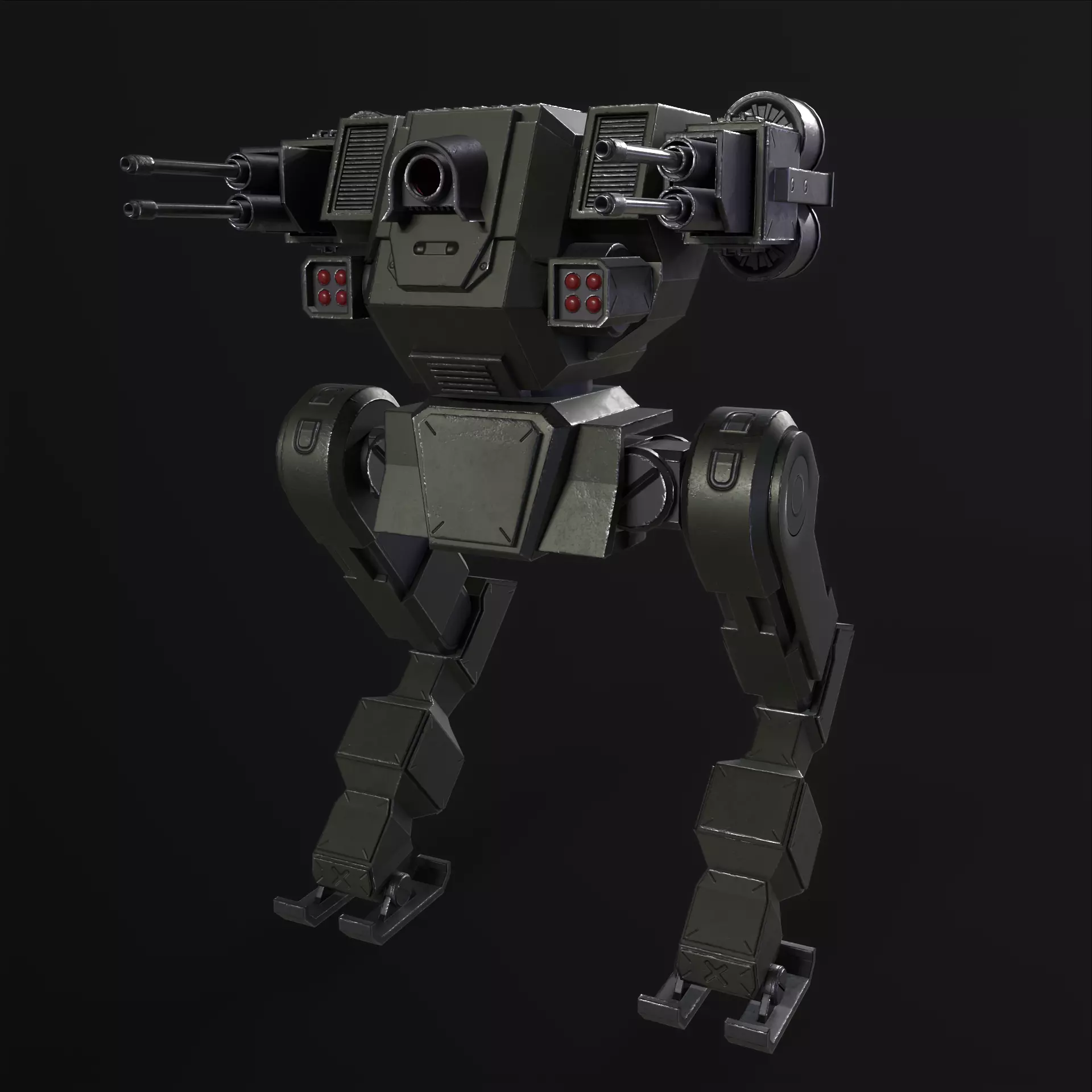Military Mech PBR Low-poly 3D model_12