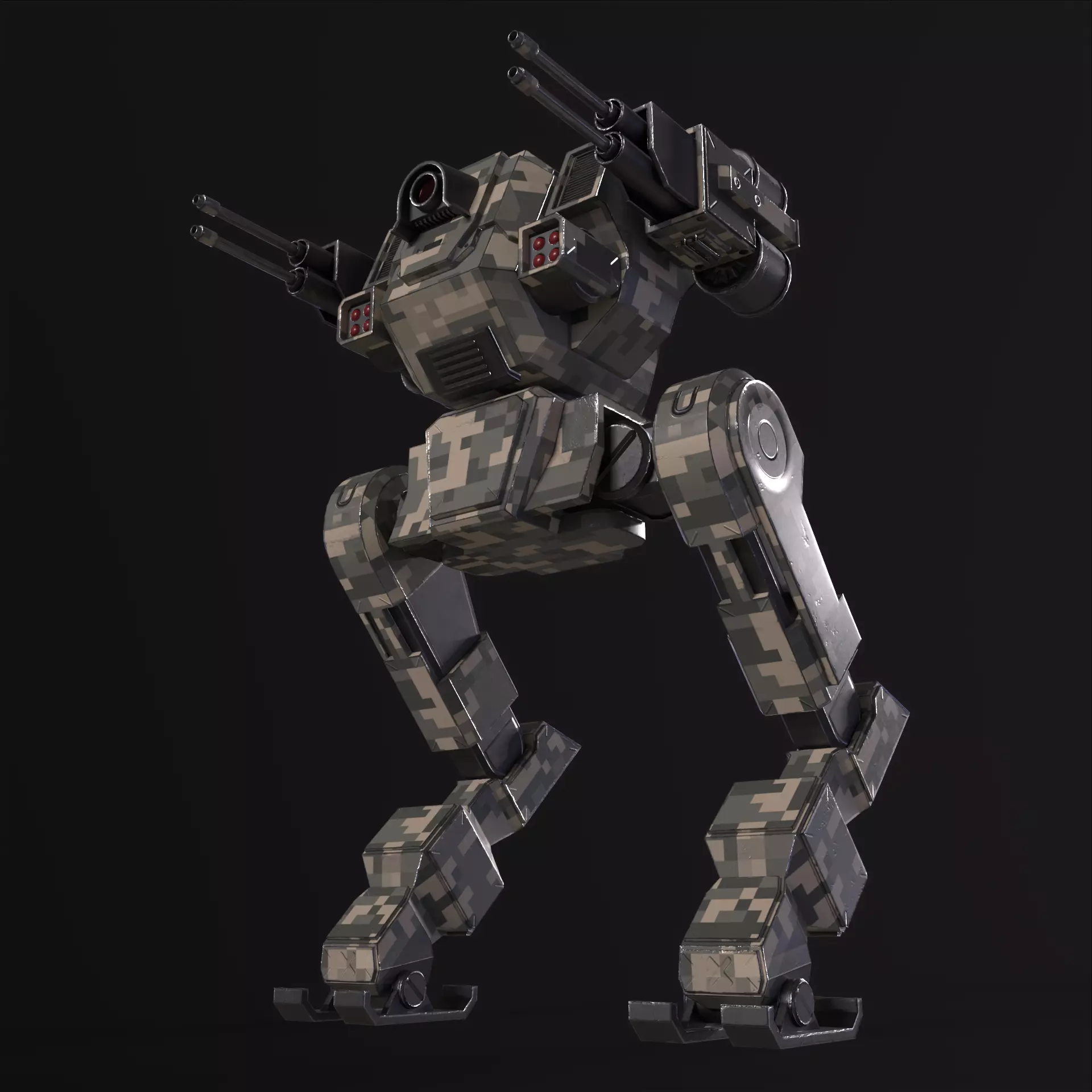 Military Mech PBR Low-poly 3D model_29
