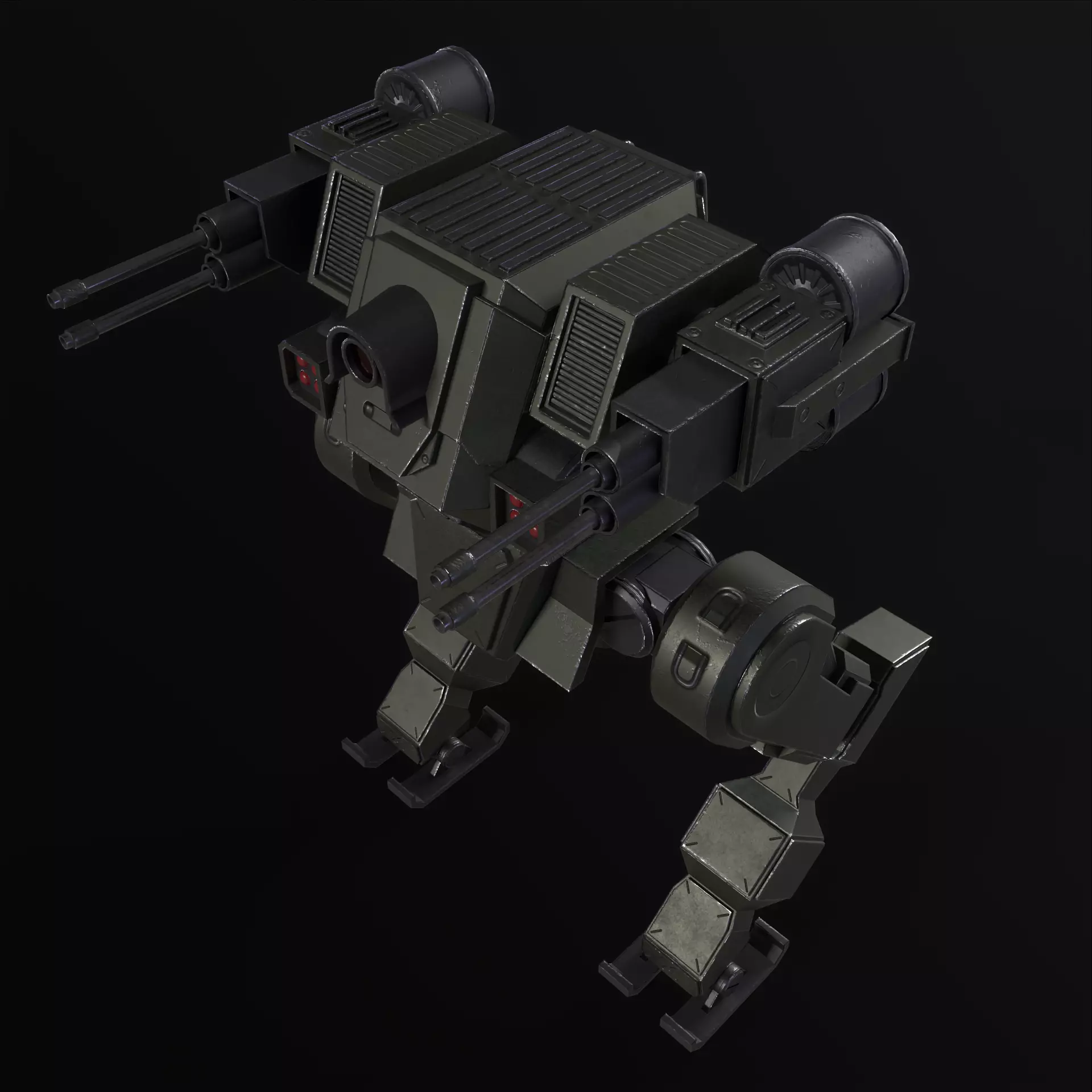 Military Mech PBR Low-poly 3D model_14