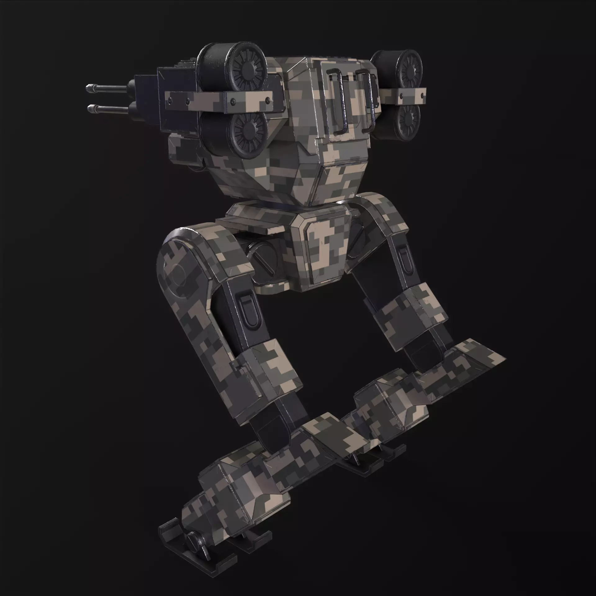 Military Mech PBR Low-poly 3D model_30