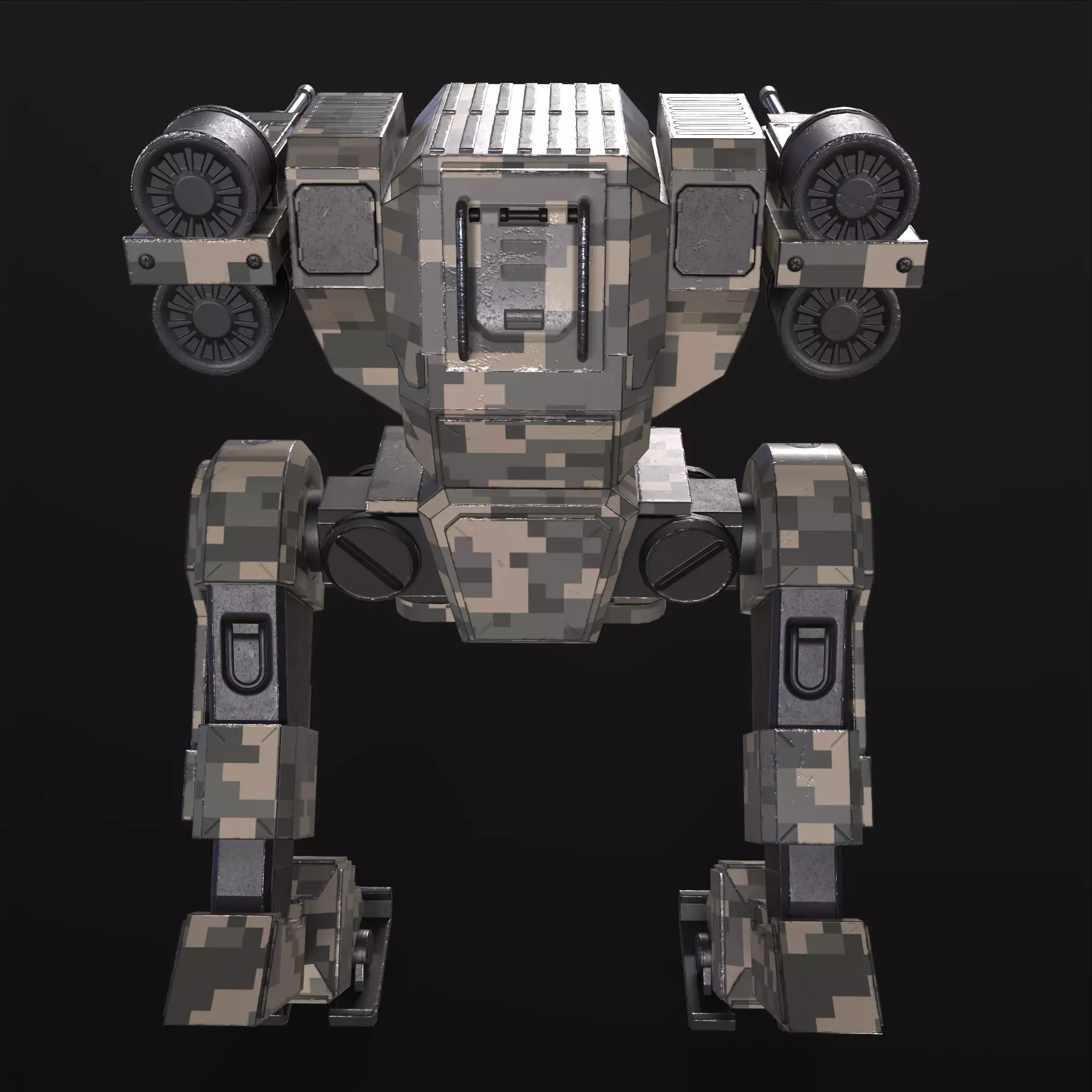 Military Mech PBR Low-poly 3D model_31