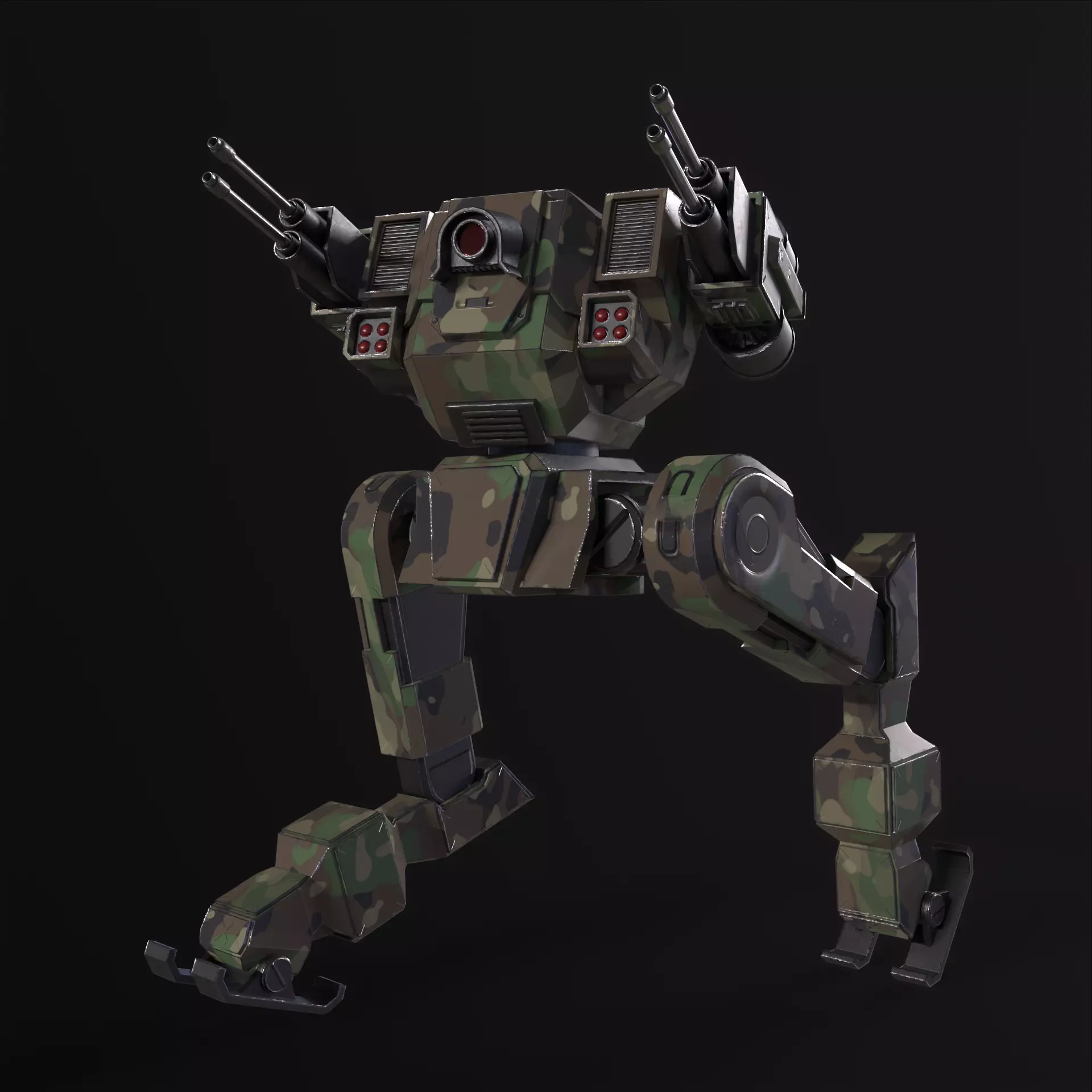 Military Mech PBR Low-poly 3D model_0