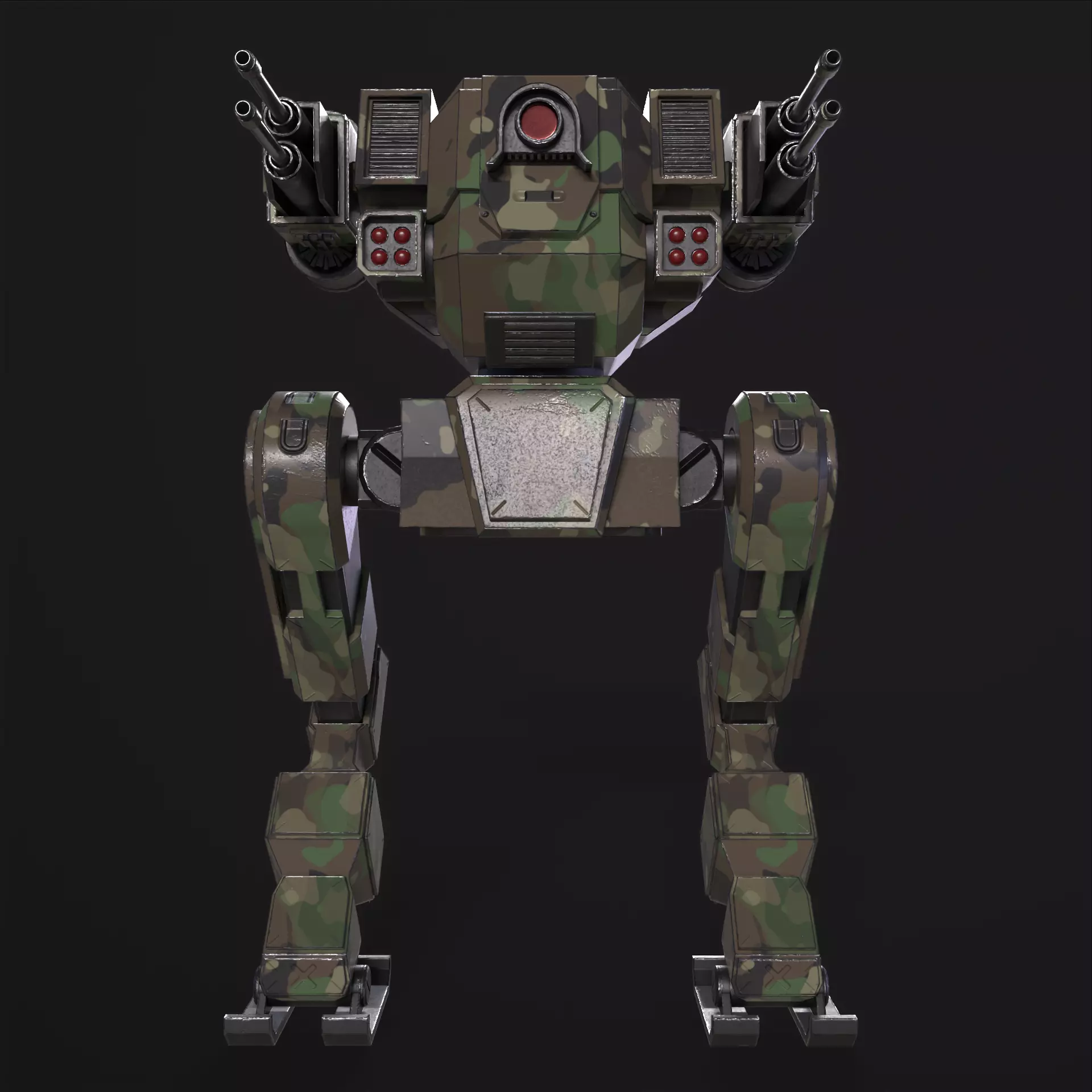 Military Mech PBR Low-poly 3D model_6