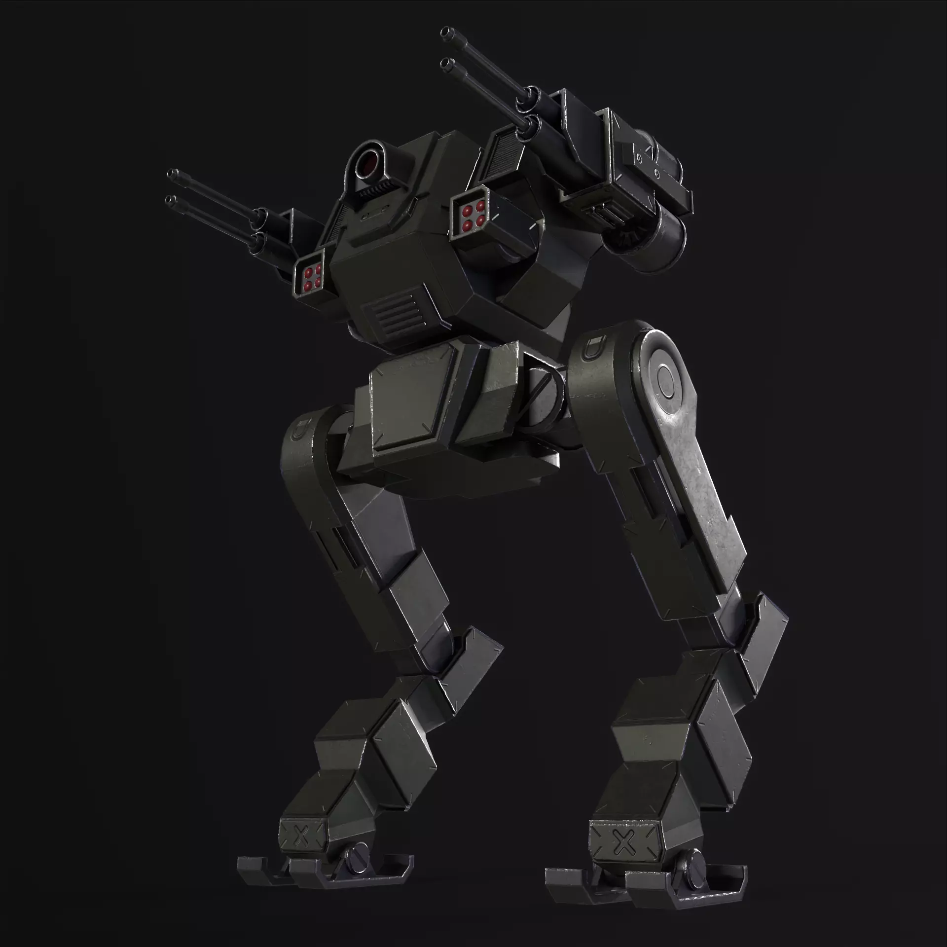 Military Mech PBR Low-poly 3D model_15