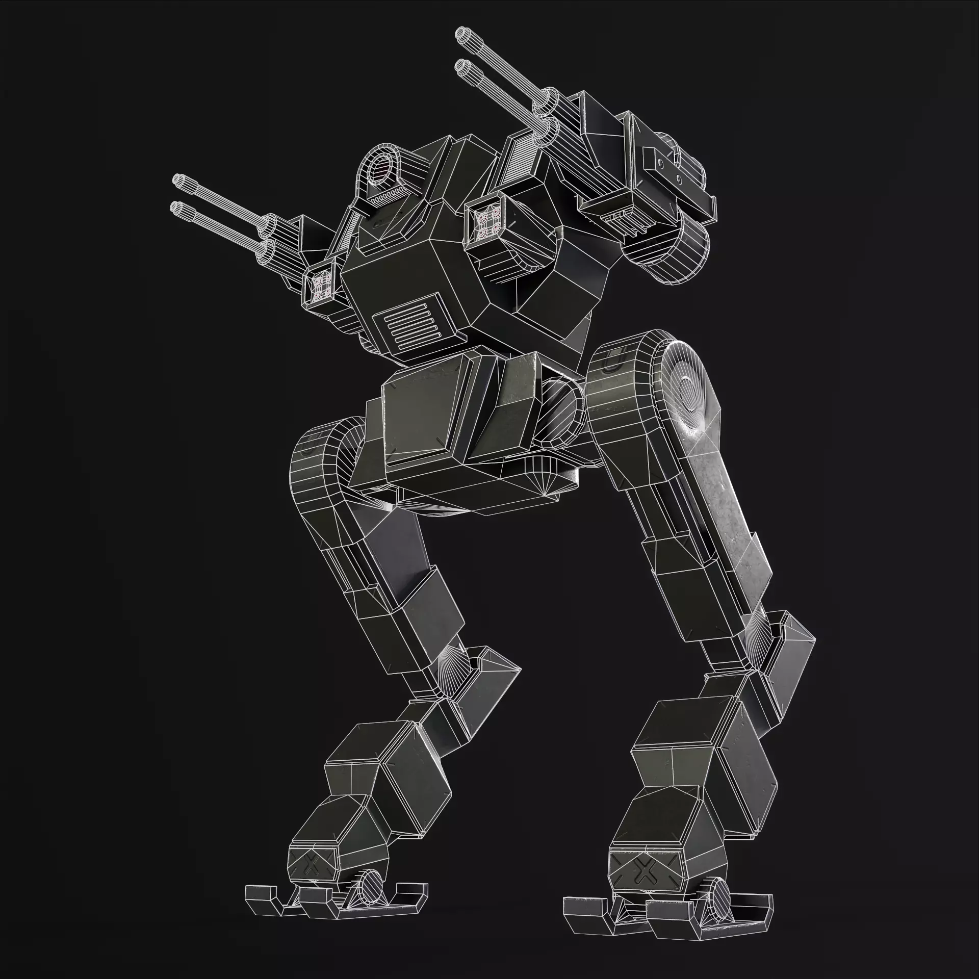 Military Mech PBR Low-poly 3D model_36