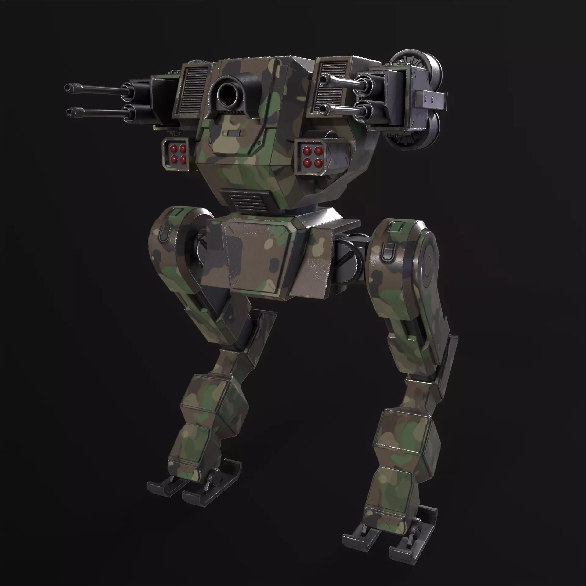 Military Mech PBR Low-poly 3D model_5