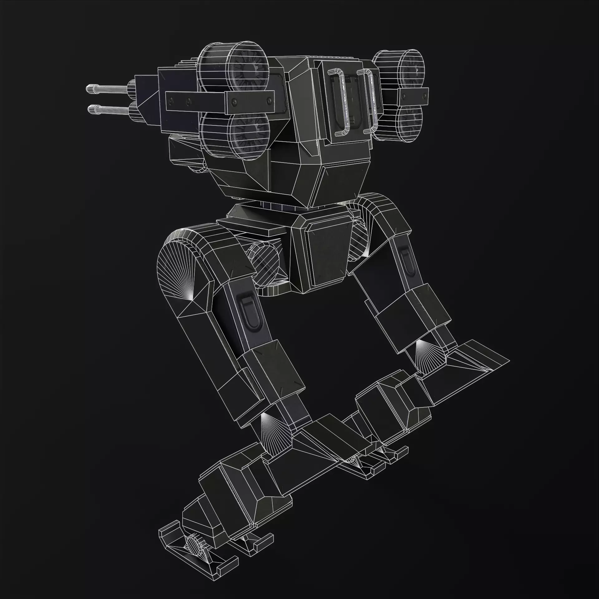 Military Mech PBR Low-poly 3D model_34