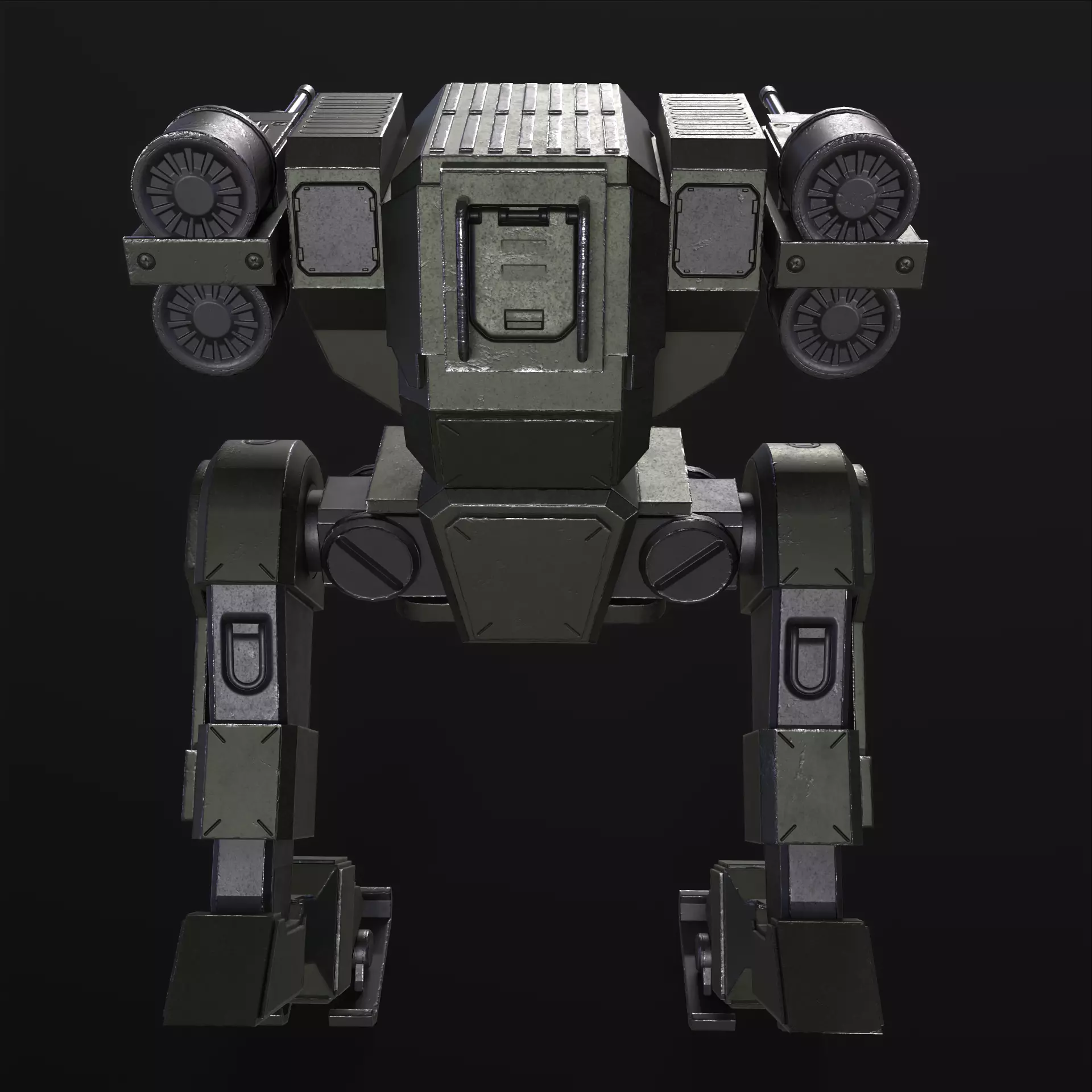Military Mech PBR Low-poly 3D model_17