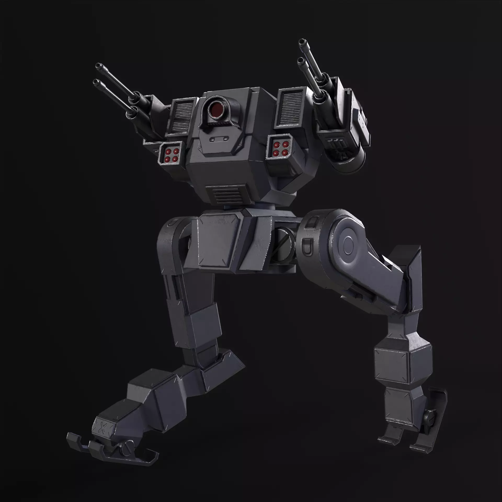 Military Mech PBR Low-poly 3D model_3