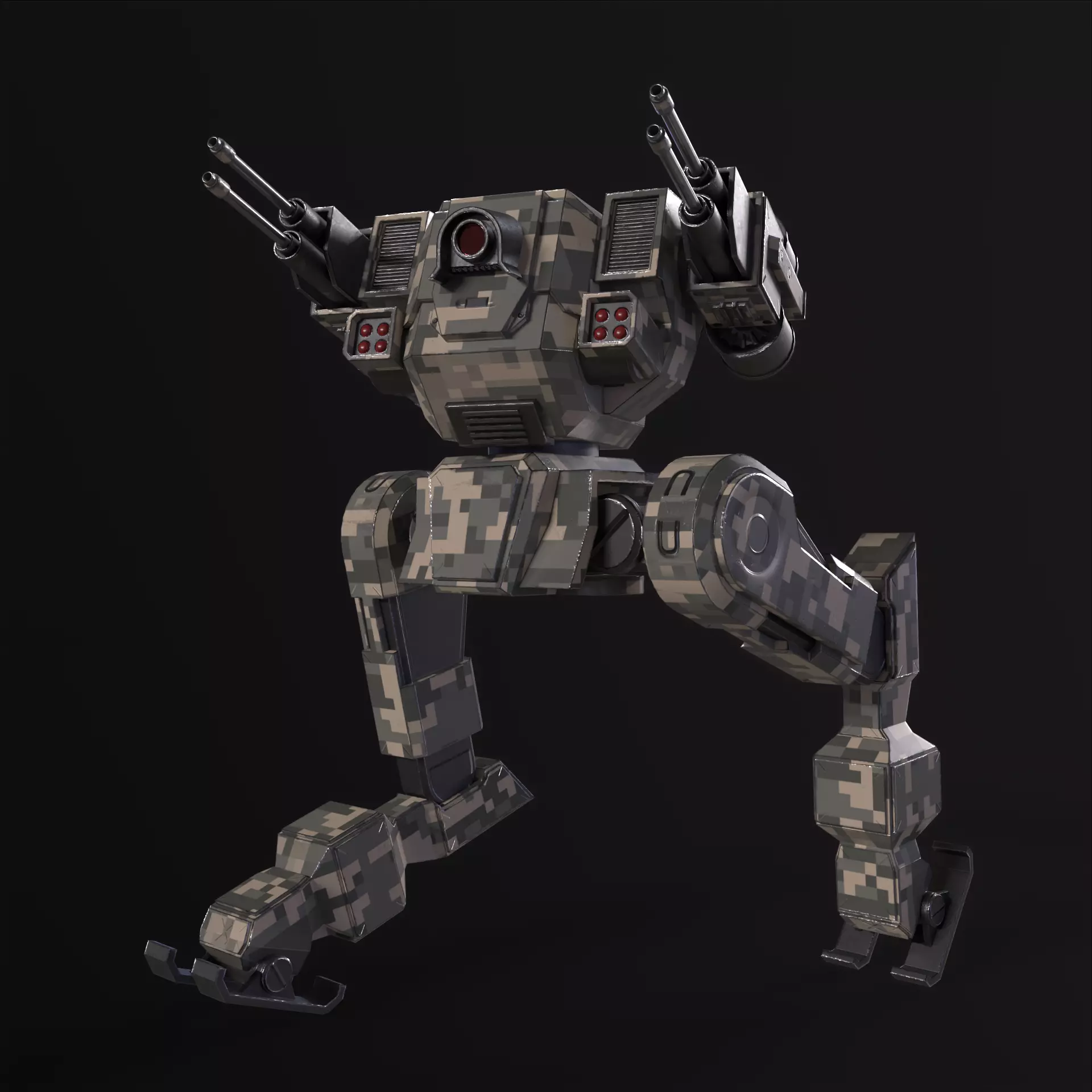 Military Mech PBR Low-poly 3D model_4