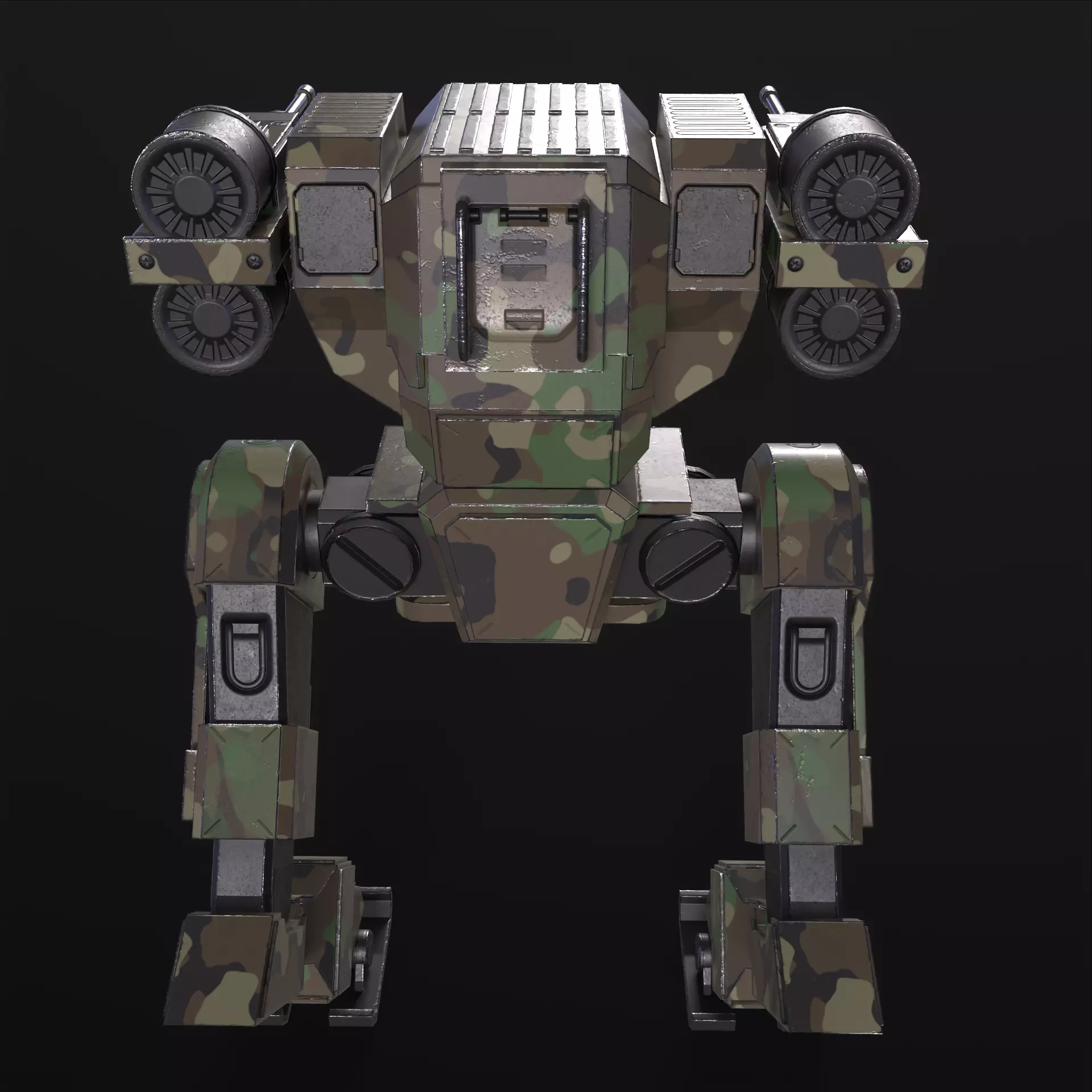 Military Mech PBR Low-poly 3D model_10
