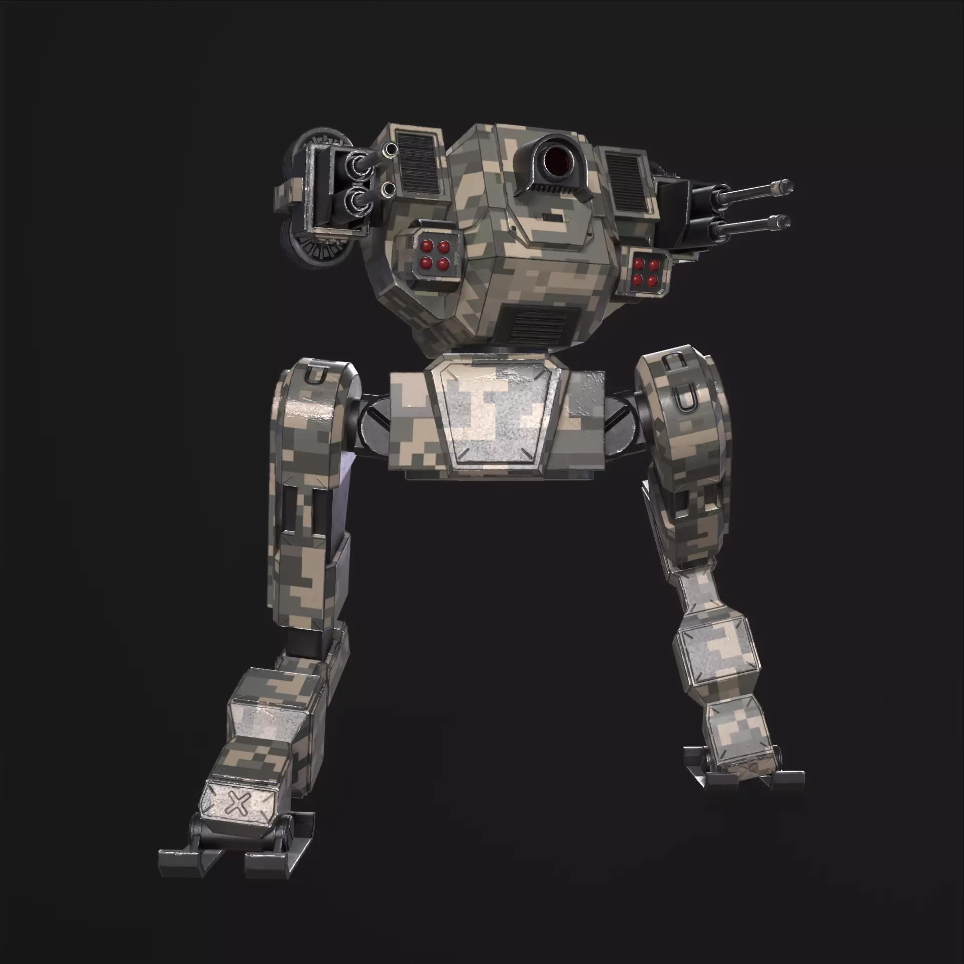 Military Mech PBR Low-poly 3D model_32