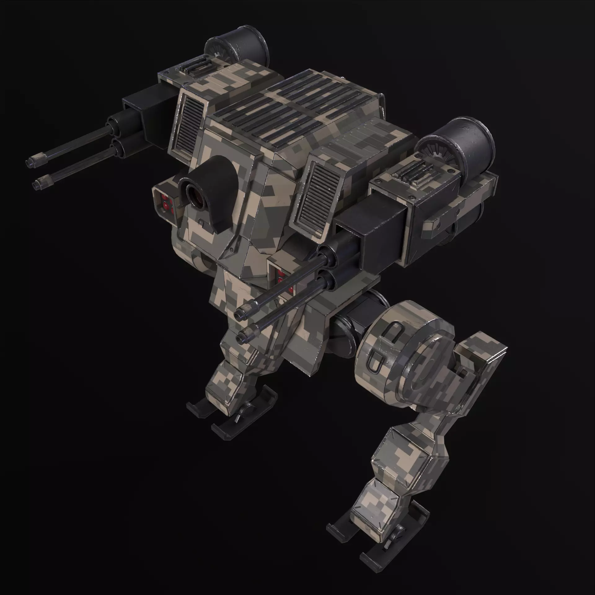 Military Mech PBR Low-poly 3D model_28