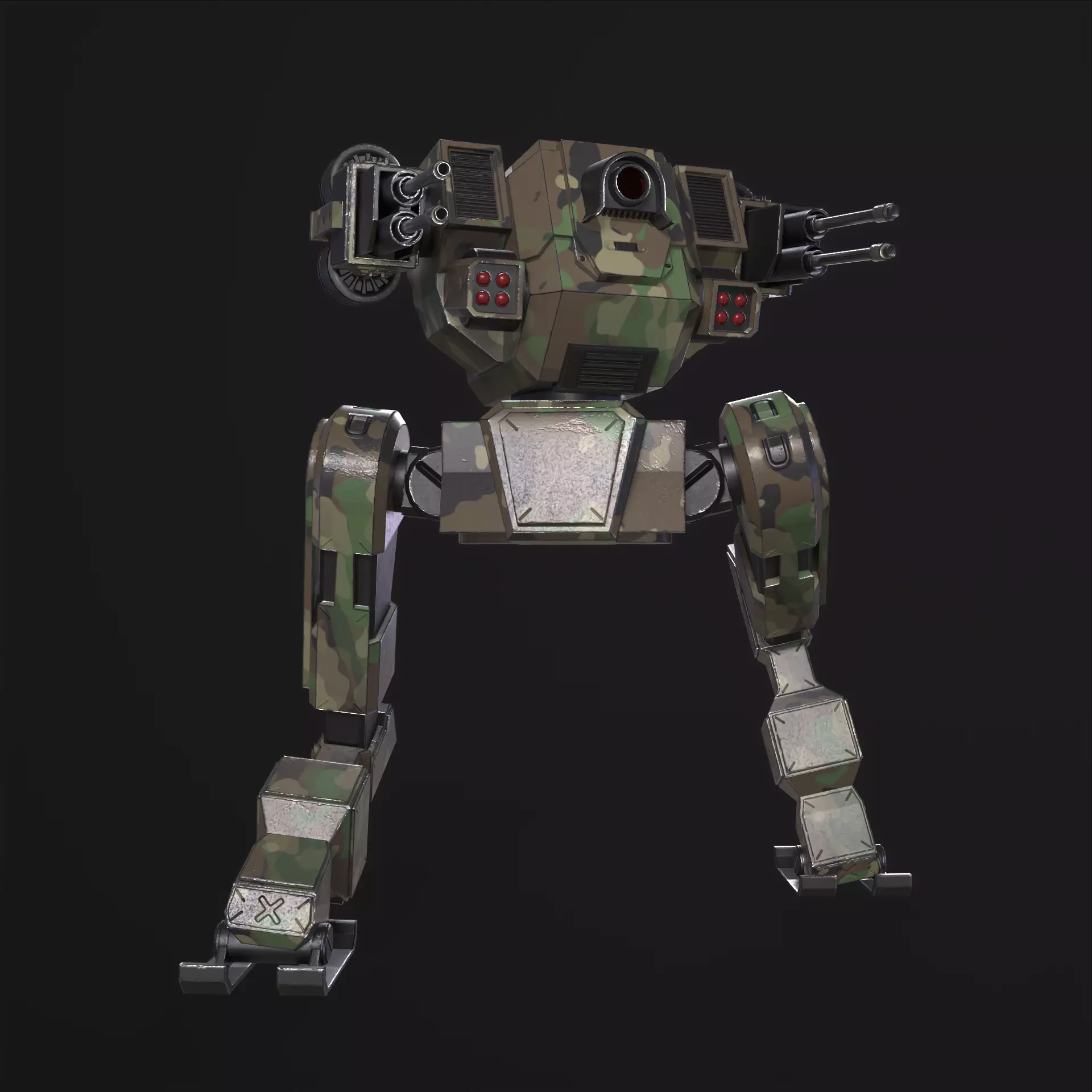 Military Mech PBR Low-poly 3D model_11