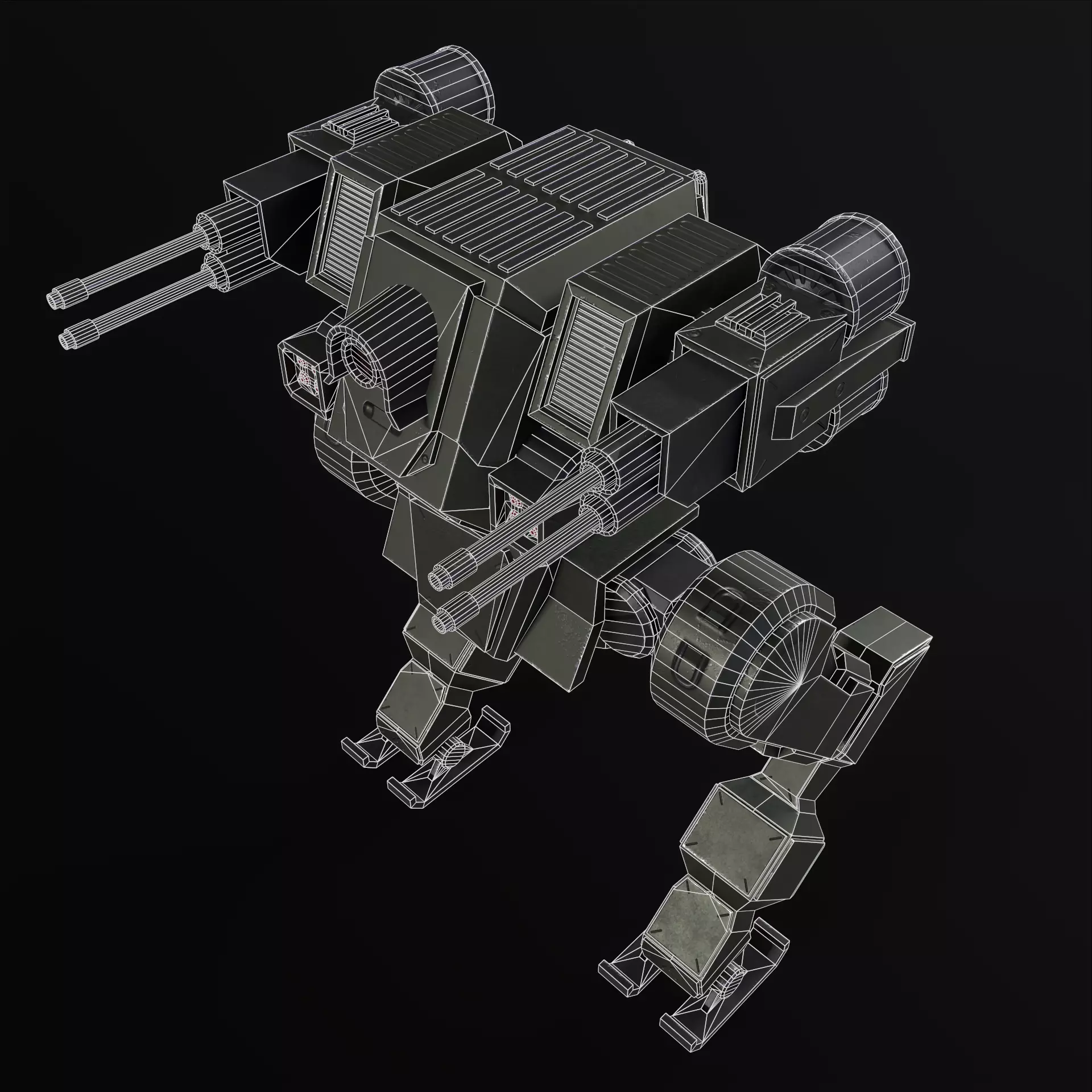 Military Mech PBR Low-poly 3D model_35