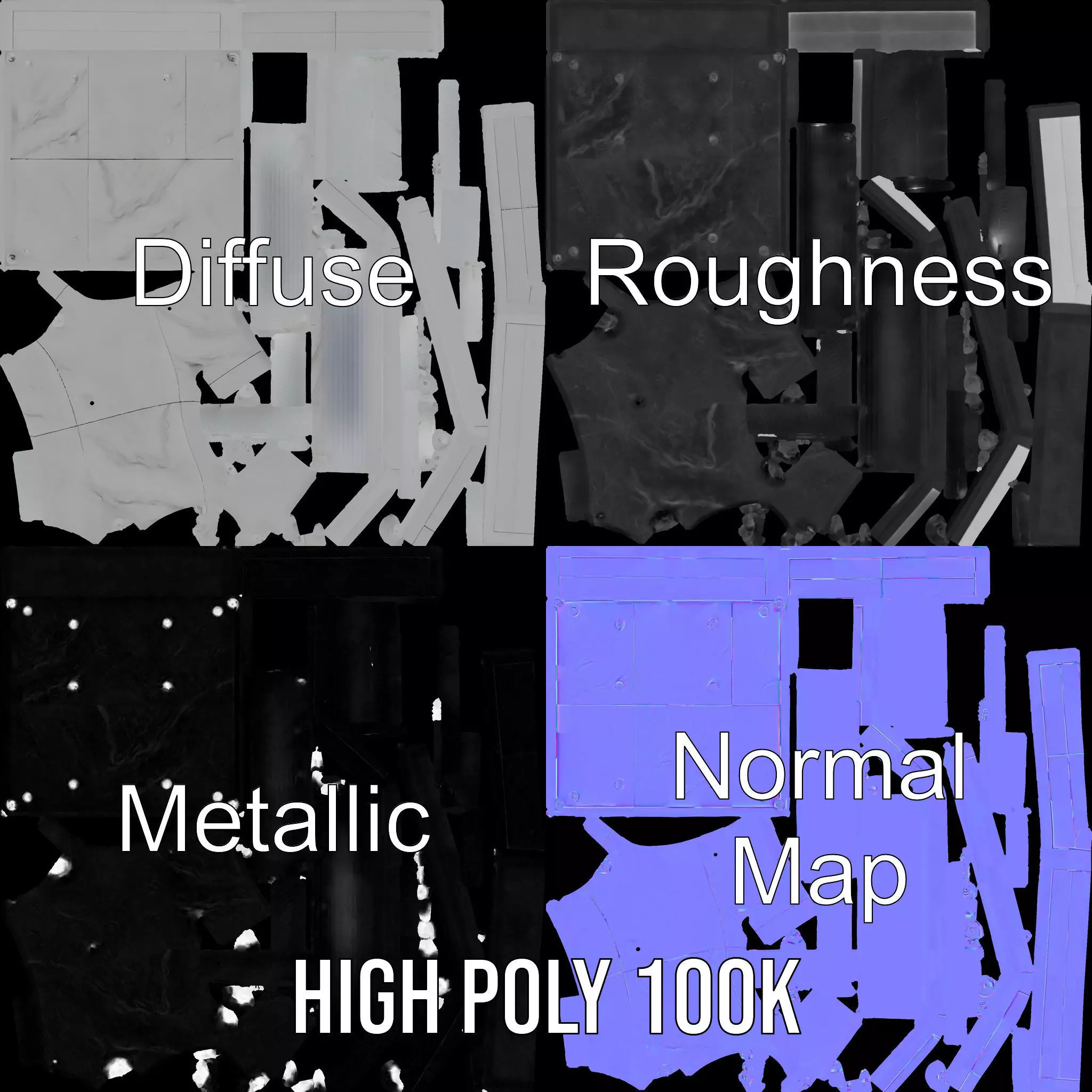 Metallic Wall Panel Model Pack Low-poly 3D model_3