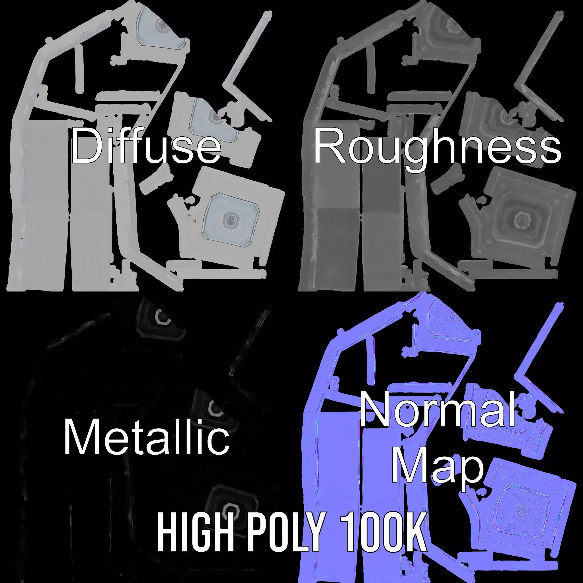 Vault Door model pack with metallic design Low-poly 3D model_3