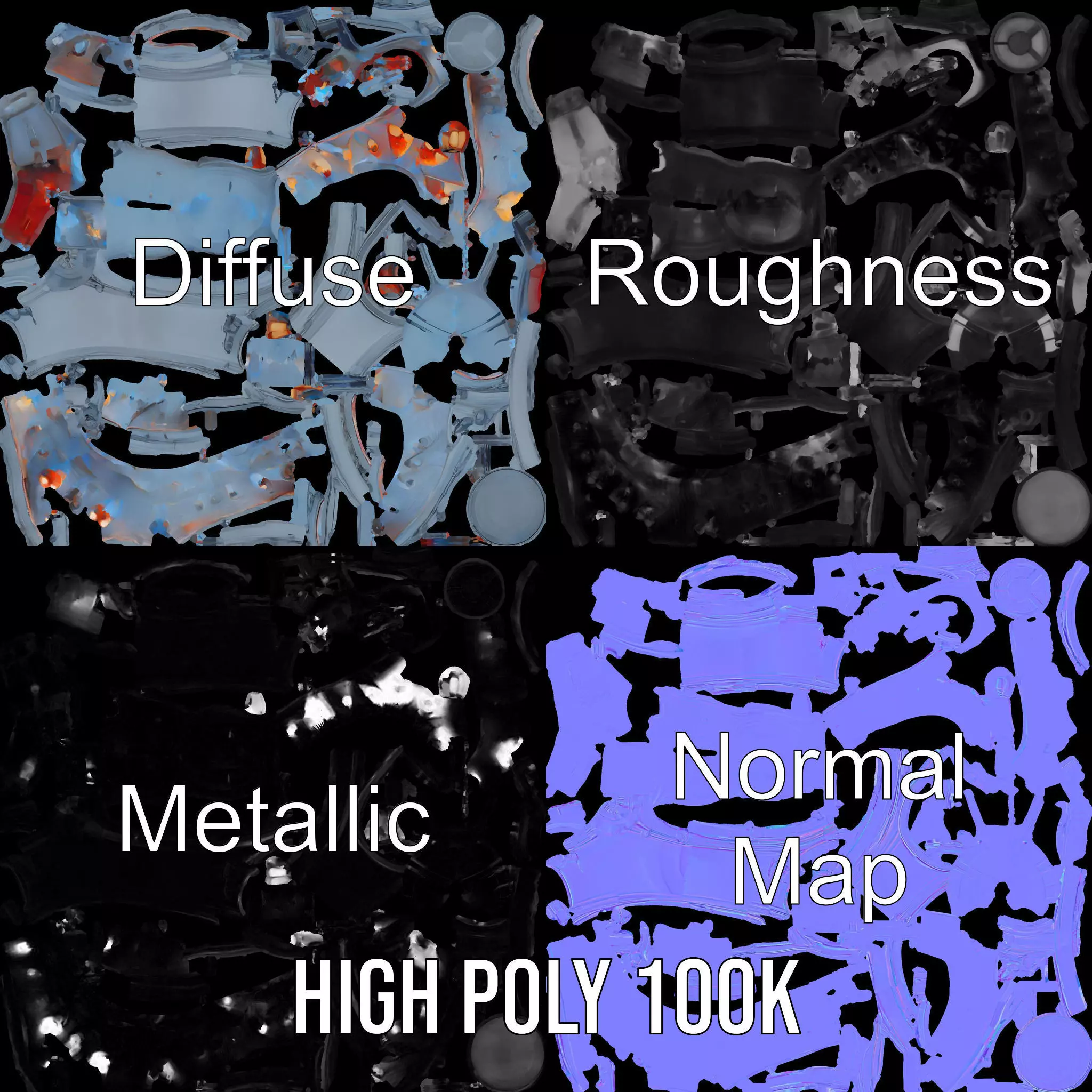 Steampunk Industrial Lamp Model Pack Low-poly 3D model_3