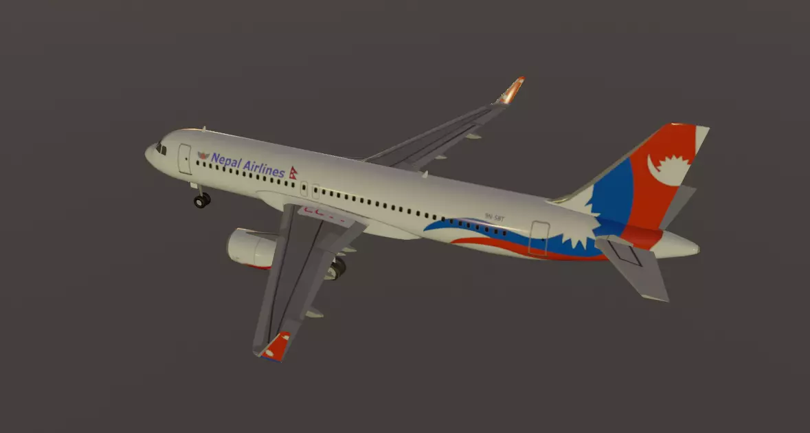 Nepal airlines airbus a320-232 low poly 3D Model Low-poly 3D model_3