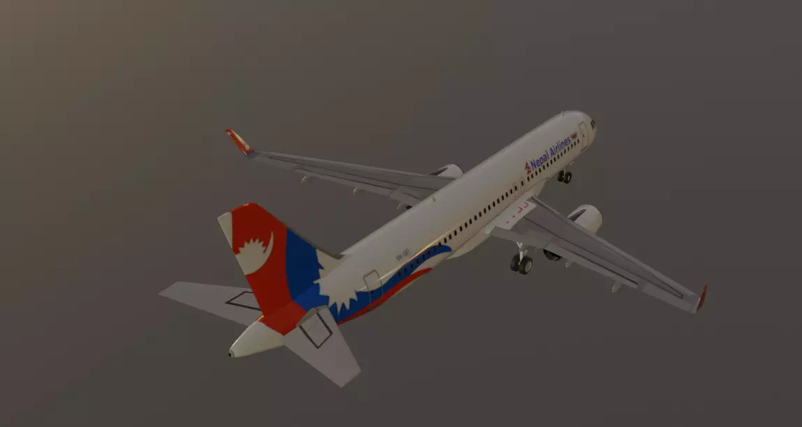 Nepal airlines airbus a320-232 low poly 3D Model Low-poly 3D model_6