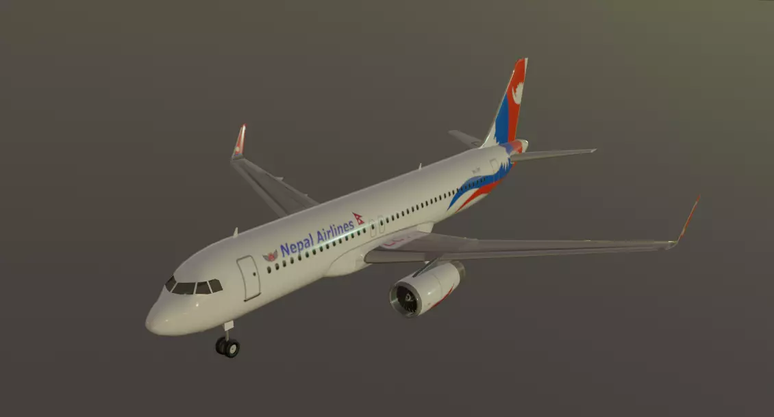 Nepal airlines airbus a320-232 low poly 3D Model Low-poly 3D model_10