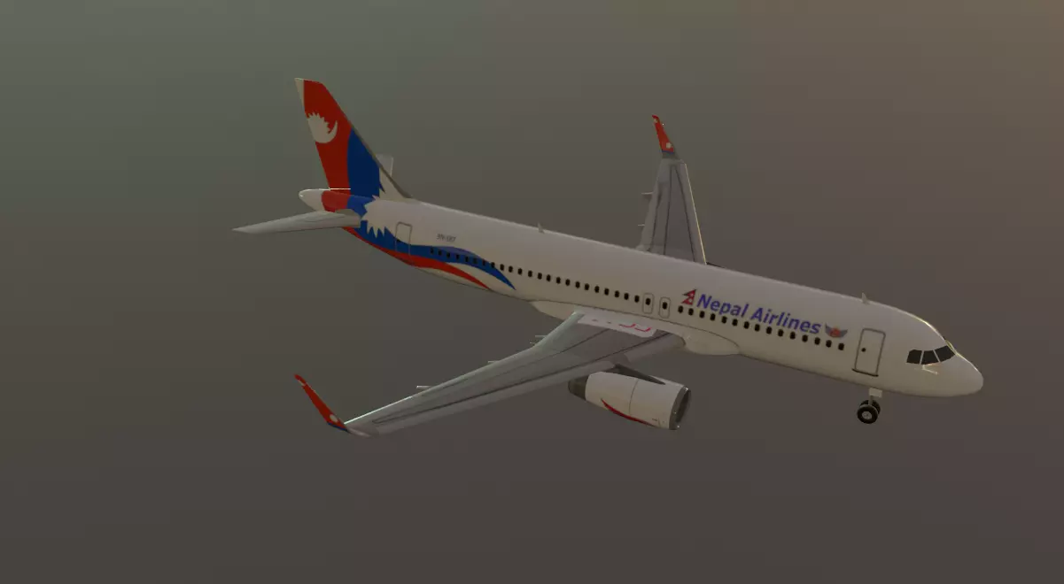 Nepal airlines airbus a320-232 low poly 3D Model Low-poly 3D model_8