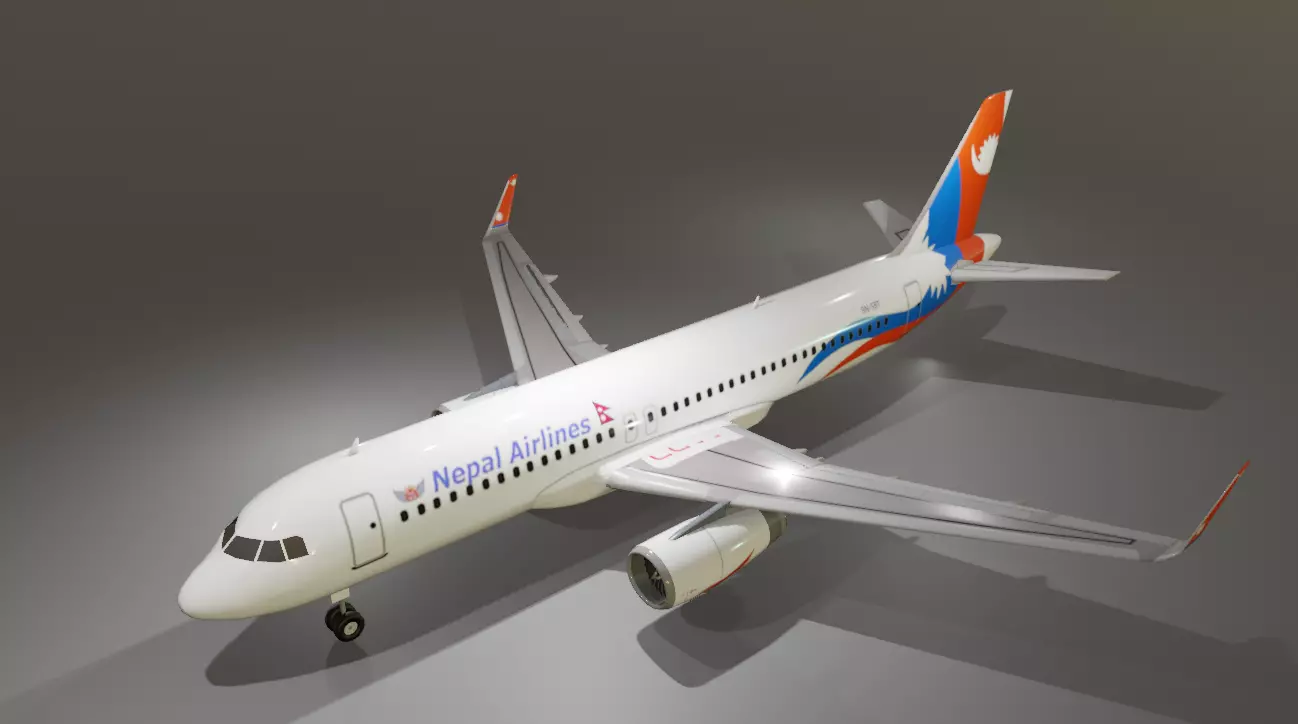 Nepal airlines airbus a320-232 low poly 3D Model Low-poly 3D model_0