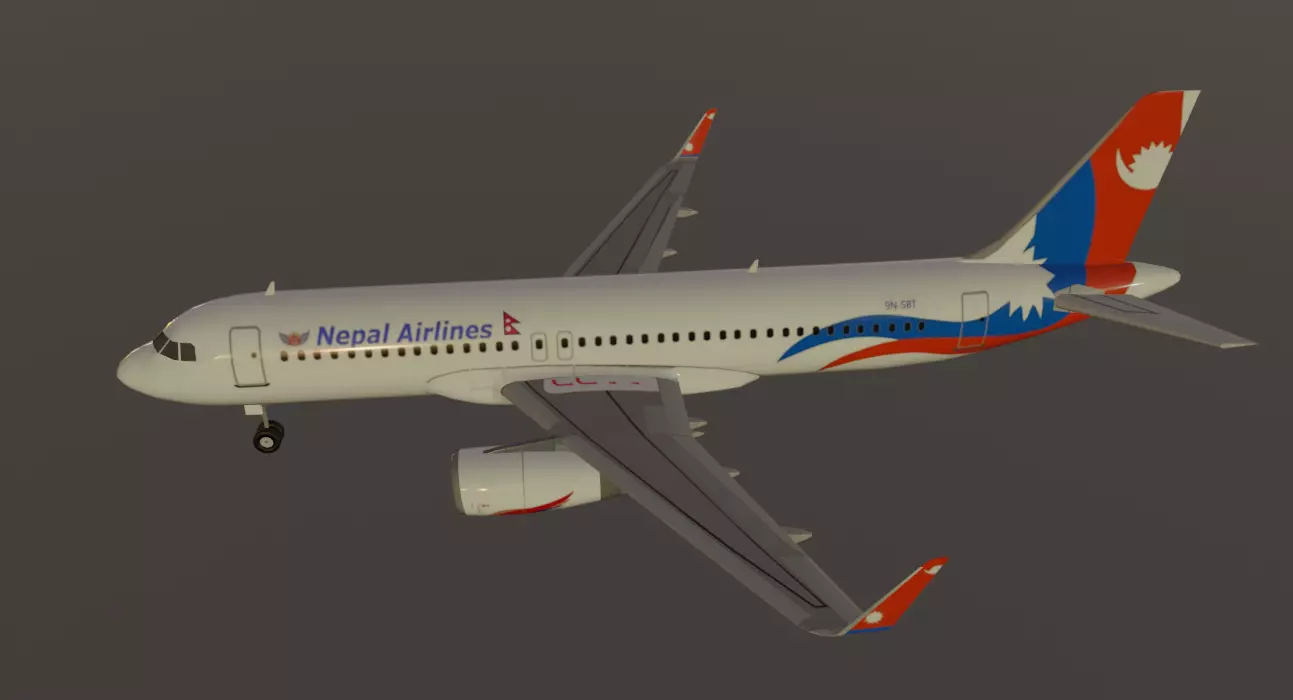 Nepal airlines airbus a320-232 low poly 3D Model Low-poly 3D model_2