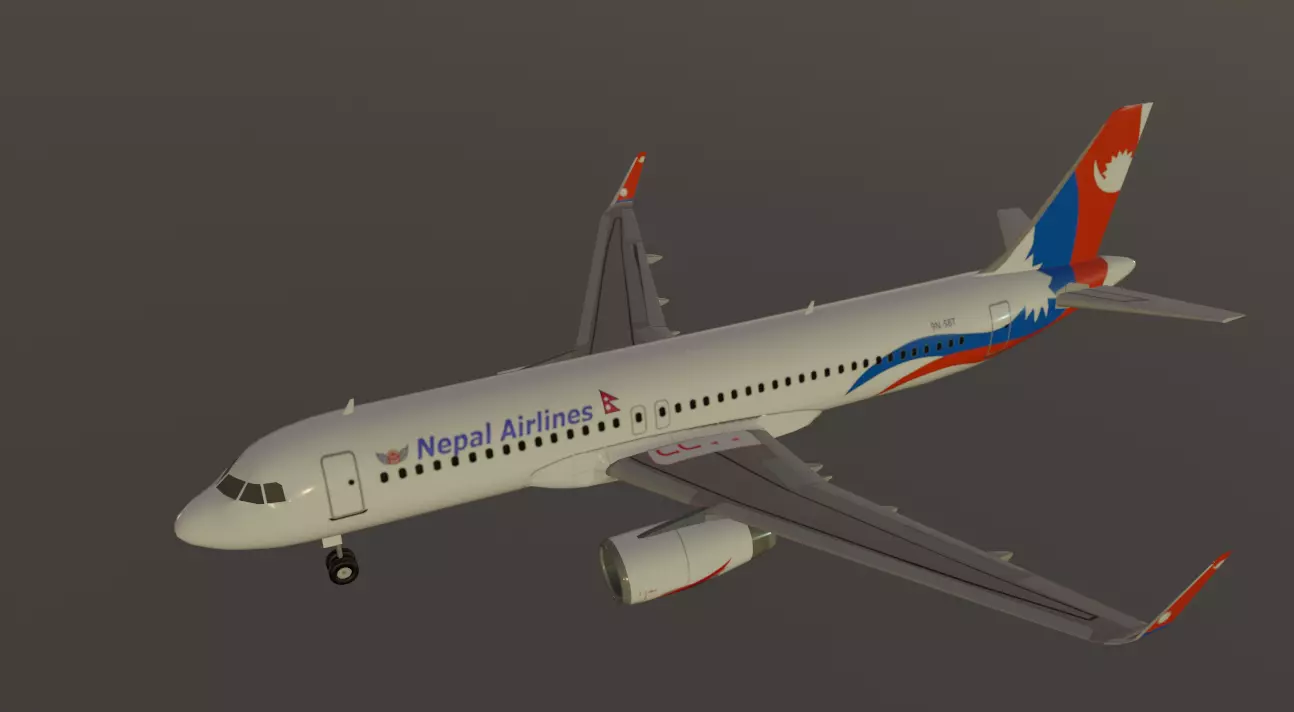 Nepal airlines airbus a320-232 low poly 3D Model Low-poly 3D model_1