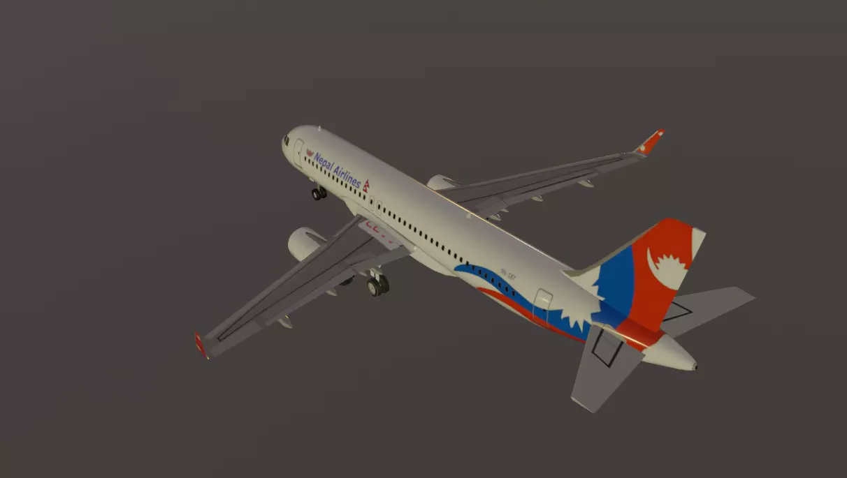 Nepal airlines airbus a320-232 low poly 3D Model Low-poly 3D model_4