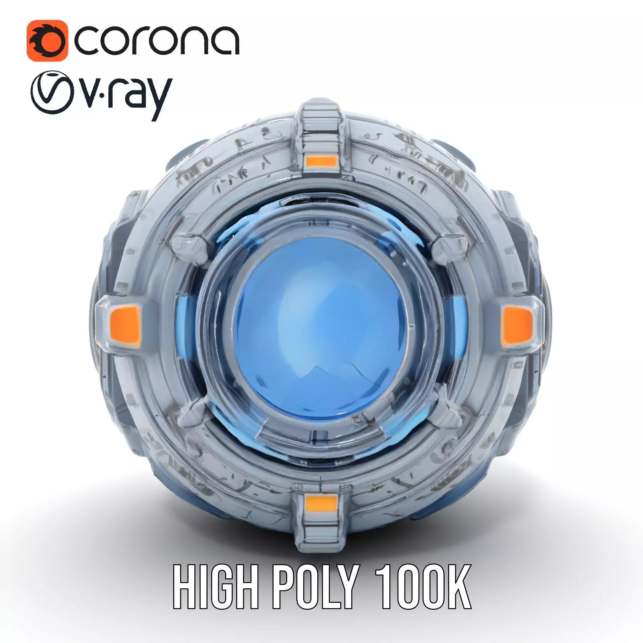 Futuristic Spherical Robot Model Pack Low-poly 3D model_25
