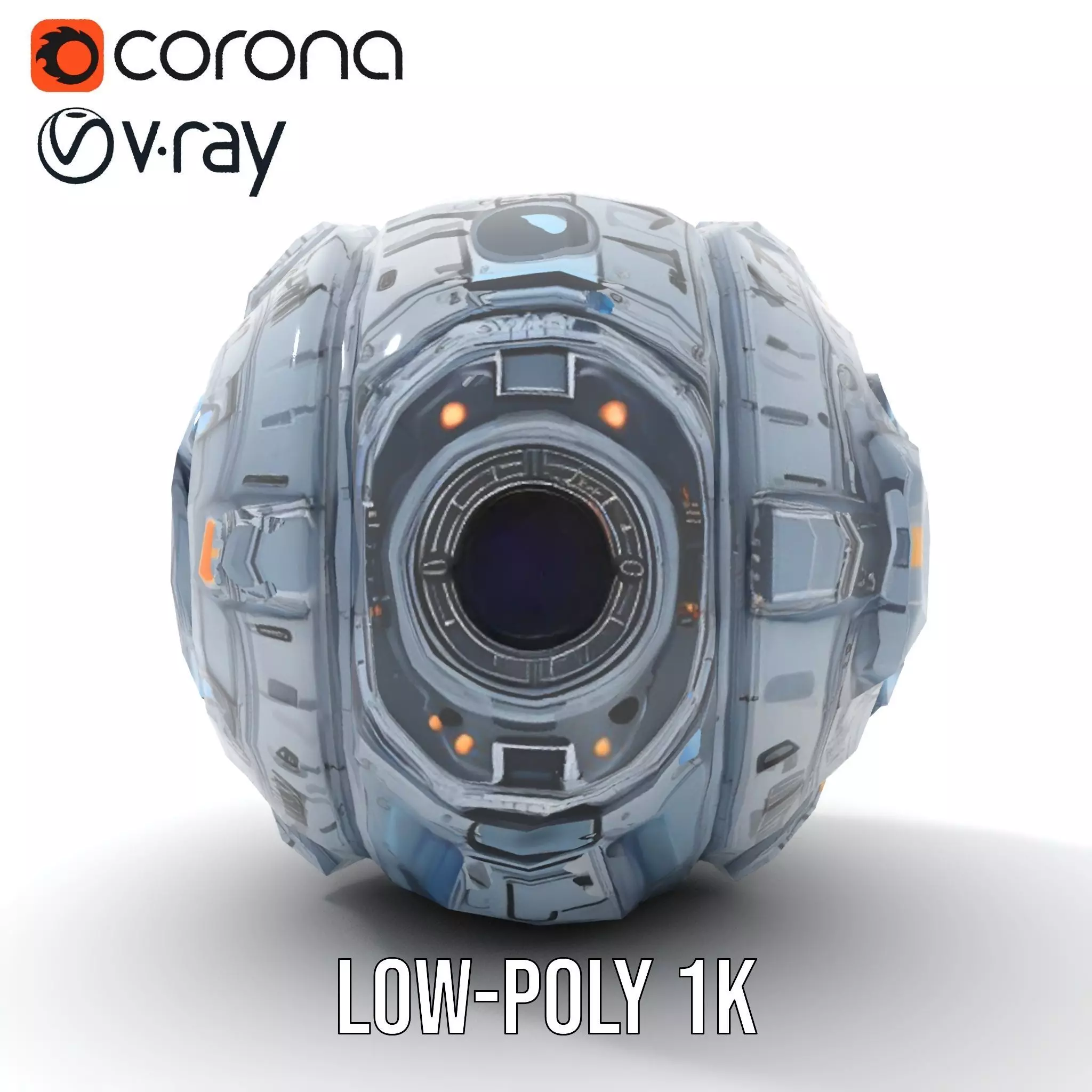 Futuristic Spherical Robot Model Pack Low-poly 3D model_8