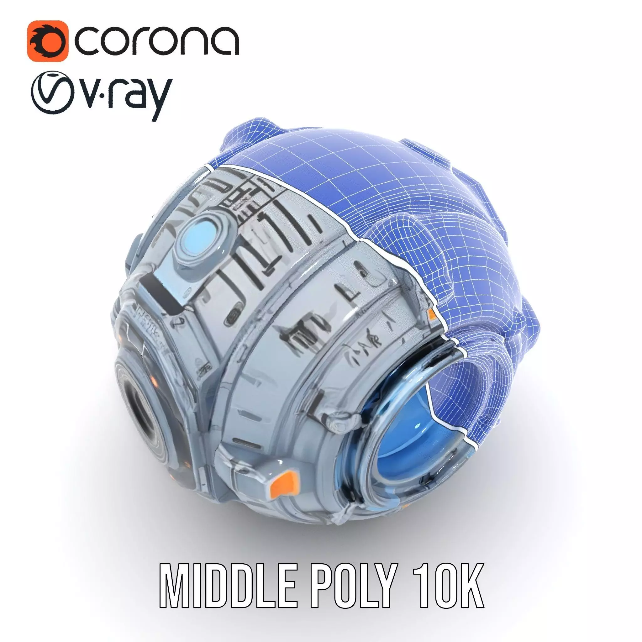 Futuristic Spherical Robot Model Pack Low-poly 3D model_23