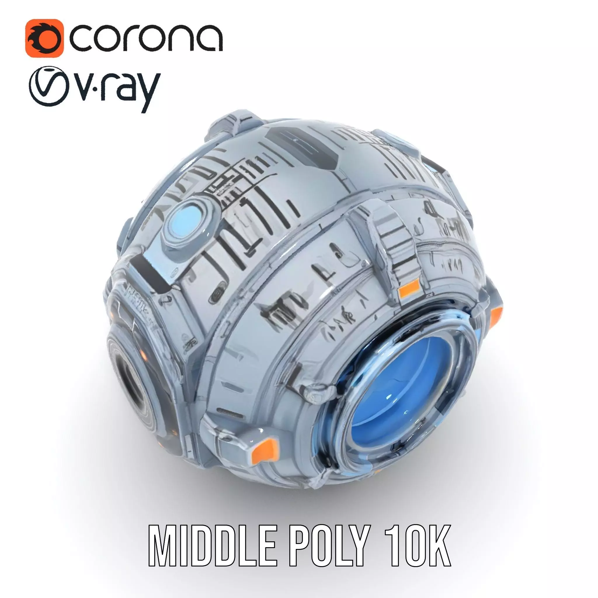 Futuristic Spherical Robot Model Pack Low-poly 3D model_10