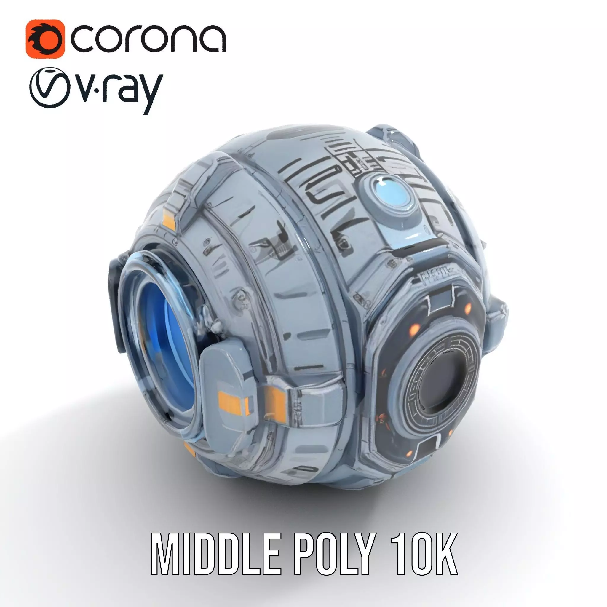 Futuristic Spherical Robot Model Pack Low-poly 3D model_5